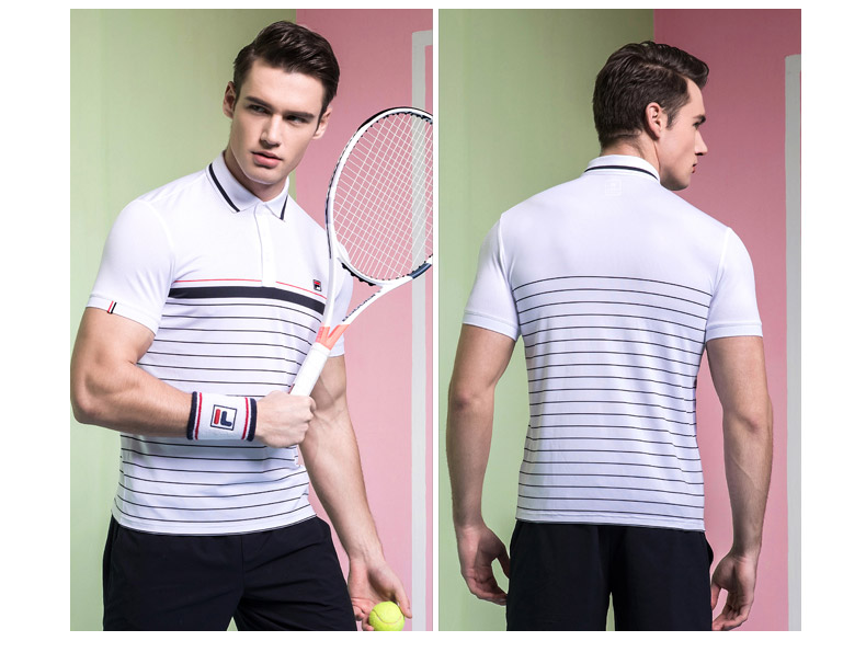 FILA Fila Nam Ngắn POLO2018 New Casual Thể Thao Thoáng Khí Skinny của Nam Giới Tops Ngắn Tay Áo Sơ Mi áo polo nữ form rộng