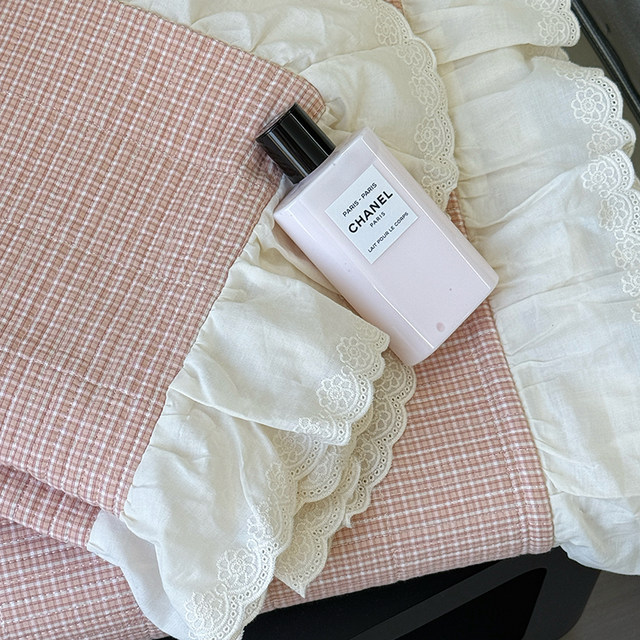 2025 Muji style cotton color woven wash cotton bed cover three-piece set pure cotton quilted non-slip sheets four seasons