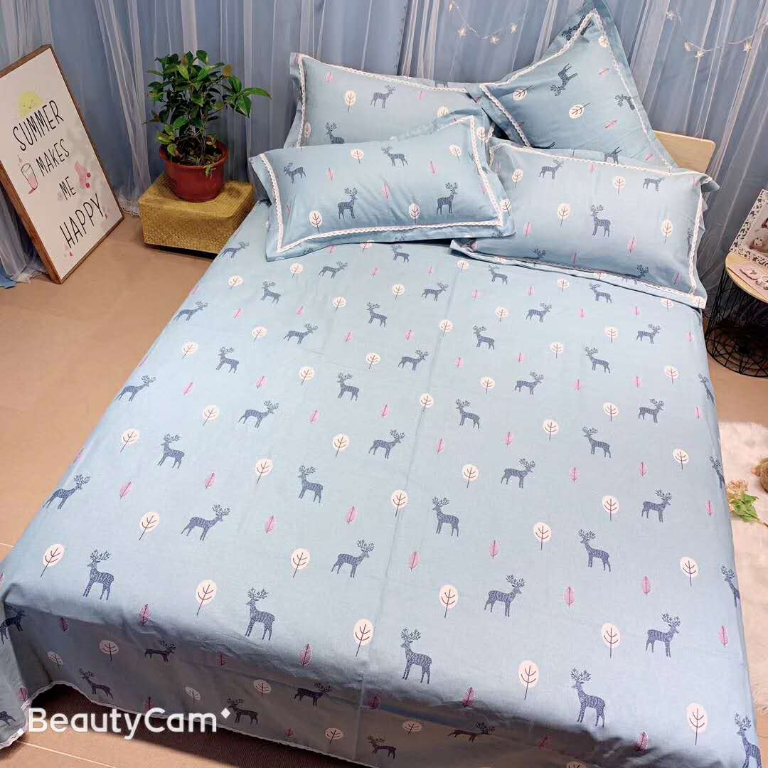 Bông vải thô cũ ba mảnh 100% cotton và vải lanh dày mã hóa mat mềm mat ba mảnh 1.51.8 giường - Khăn trải giường ga giường cưới