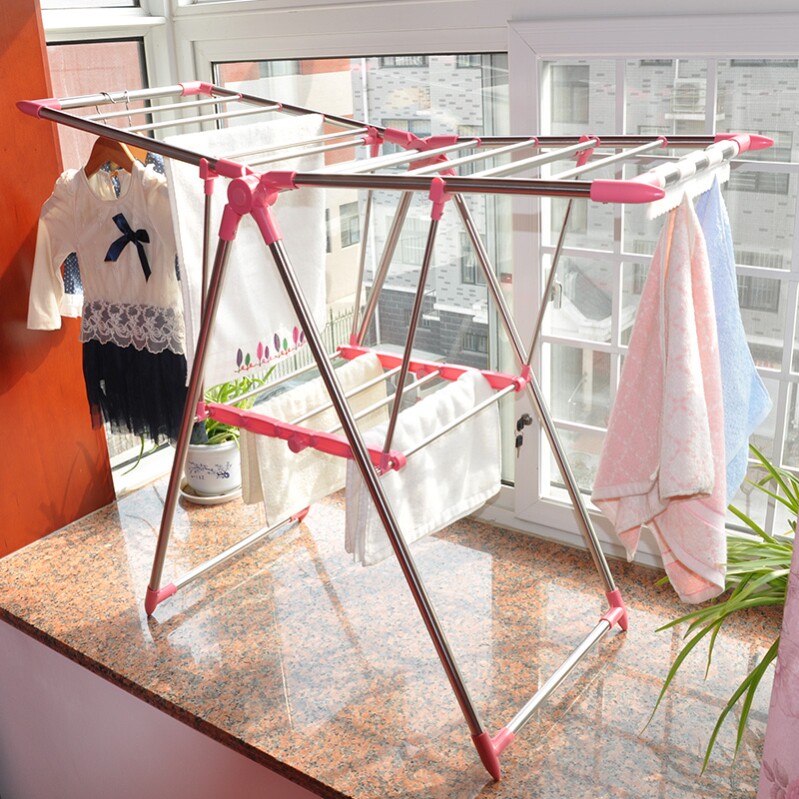 Clothes hanger floor folding interior large number balcony Balcony Airfoils sunburn Towel Floating windowsill Stainless Steel Diapers