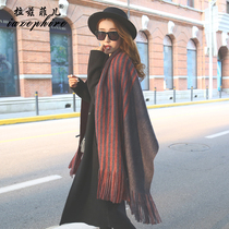 IA scarf female winter solid color thick double-sided scarf student shawl autumn and winter dual use Korean version of Wild warm dual use