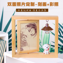 Woodcut painting birthday gift girls send girlfriends practical Tanabata Valentines Day diy handmade photo custom small gift