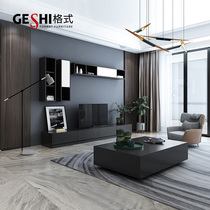 Nordic TV Cabinet Tea Table Combo Suit Modern Minima Guest Hall Furniture Small Family black TV cabinet ground cabinet