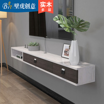 Modern minimalist wall-mounted TV cabinet Small apartment living room wall cabinet wall set-top box solid wood shelf Bedroom wall cabinet