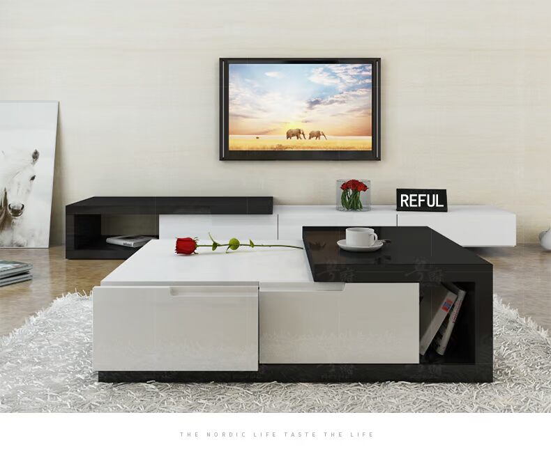 Quảng Đông TV tủ cà phê kết hợp bàn đặt hiện đại tối giản căn hộ nhỏ kính thiên văn sơn phòng khách bộ bàn ghế phòng ngủ