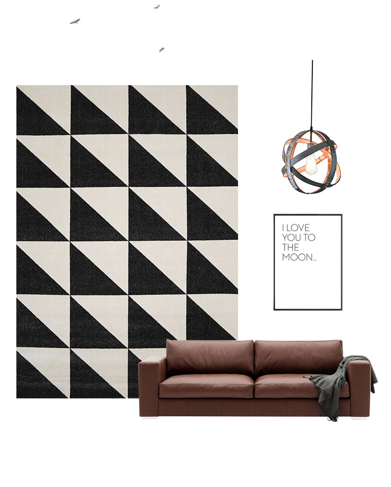Hiện đại tối giản sọc đen trắng thảm lưới hình học Bắc Âu ins gió phòng khách sofa thảm bàn cà phê phòng ngủ đầu giường - Thảm thảm lót ghế sofa