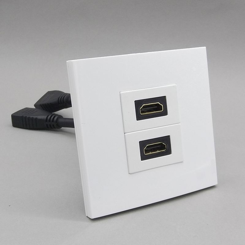 Type 86 with line two-bit HDMI high-definition socket panel with line 20 version in-line multimedia audio-visual wall plug