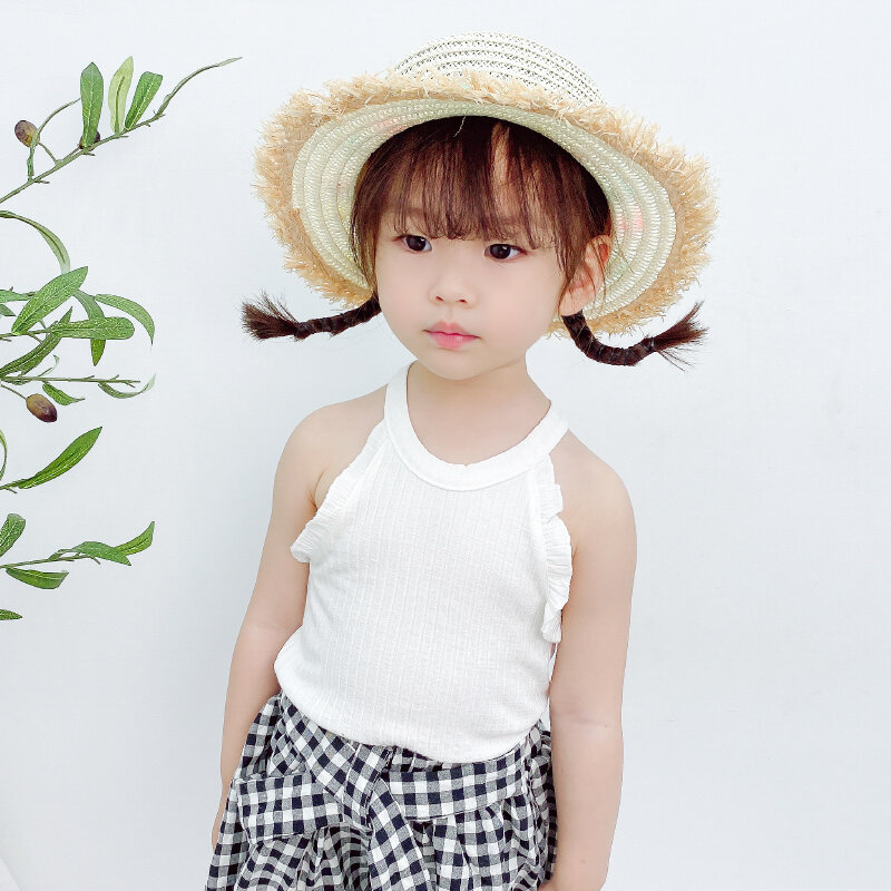 Cô gái vestth childrens 1 khí nước ngoài quần áo 2 mùa hè không tay mặc 3 làm mới 5 tuổi vào mùa hè bé sling hàng đầu.