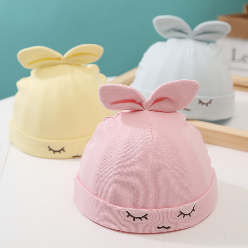 0 - 3 months baby baby hat newborn baby hat spring and autumn pure cotton cartoon rabbit cute baby cap