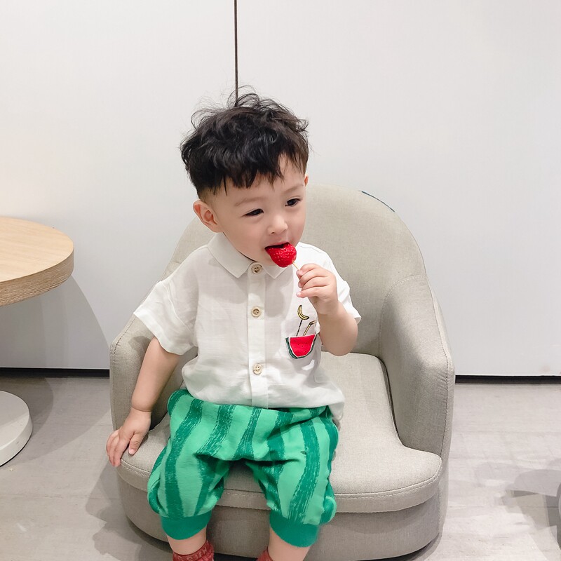 Baby shirt new Korean version Summer boy 1 1 3 year old handsome short sleeve shirt 2 children 4 blouse summer clothes