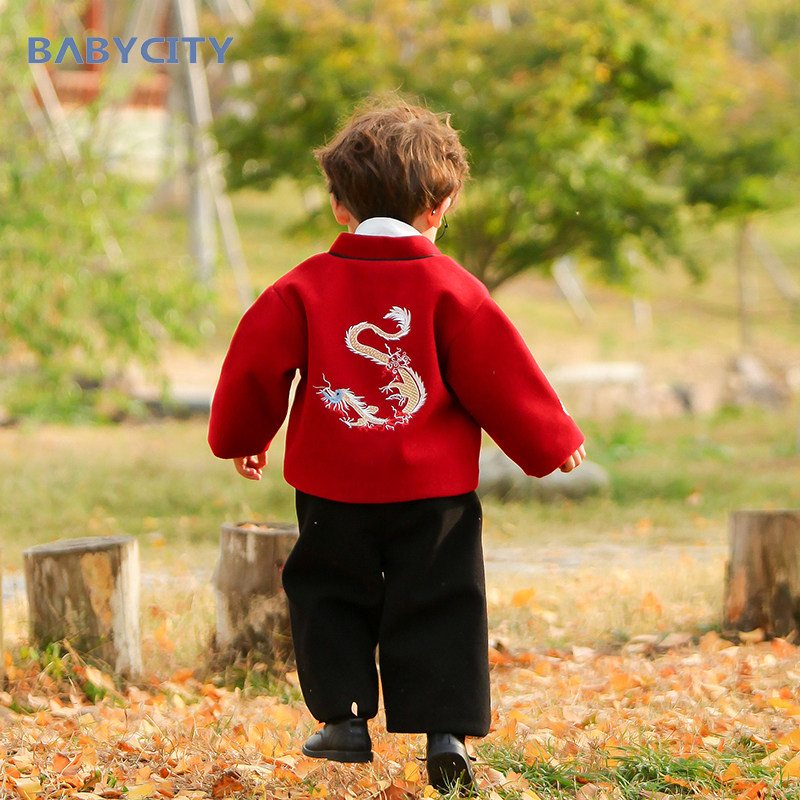 Boy Hanfu winter suit Baby Chinese style year-old clothes Dress Tang Dress Autumn and winter baby children's New Year's dress