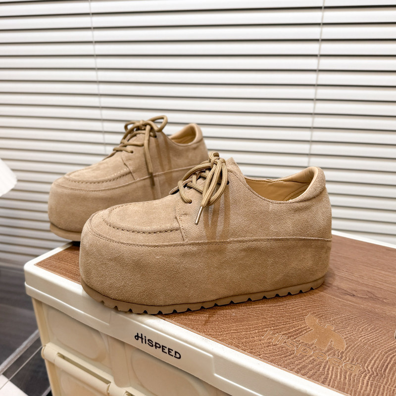 Korean Style Matte Genuine Leather Big-Toe Kapibara Lace-Up Height-Increasing Thick-Soled Birkenstock Shoes for Women 2026 New Bread Shoes Korean Style Matte Genuine Leather Big-Toe Kapibara Lace-Up Height-Increasing Thick-Soled Birkenstock Shoes for Women 2026 New Bread Shoes