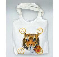 Dehong Cultural Creative Mr. Paper Eater Year of the Tiger Gold and Auspicious Speech Canvas Bag National Style Independent Design