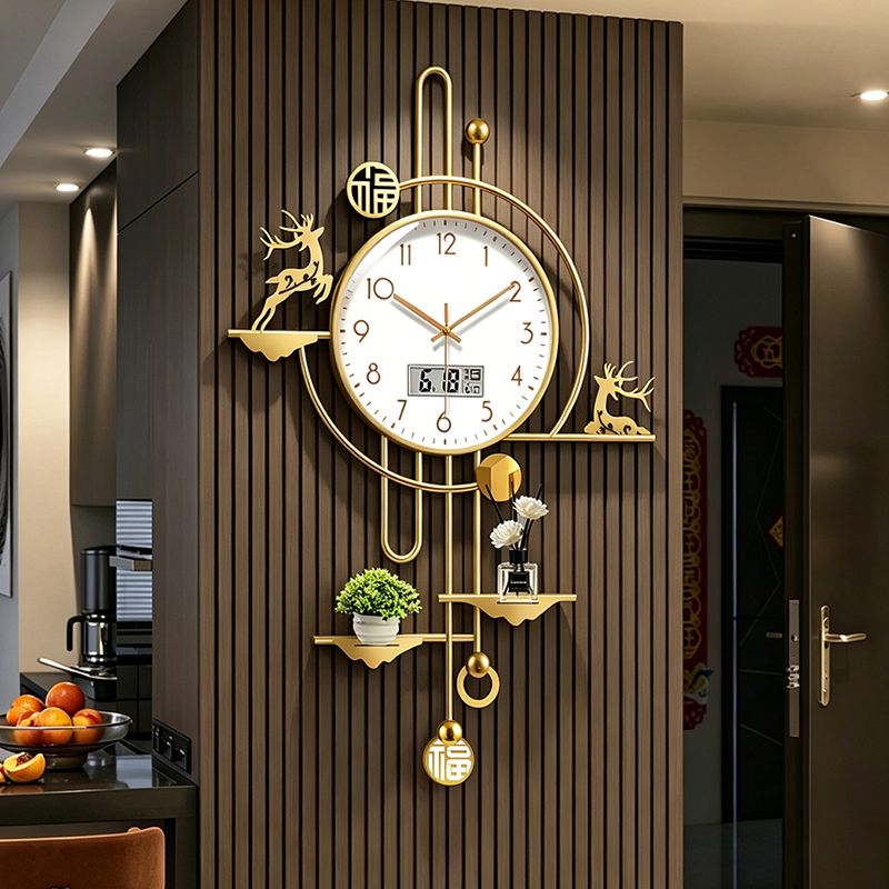 2026 New Model Glass Clock Face Wall Clock Living Room Silent Grille Decoration Home Perpetual Calendar Wall Clock