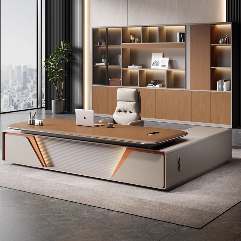 Boss's Desk Is Light Luxury and High-End, with a Blister Desktop, Executive Desk, Simple and Modern, President's Desk, Manager's Desk and Chair Combination