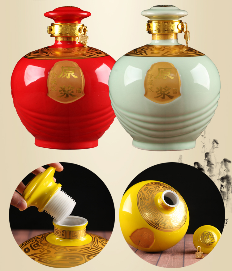 Jingdezhen chai rượu vang chai rượu vang 1 kg 3 kg 5 kg 10 kg rượu vang chai rượu vang bình rượu ly rượu vang thuỷ tinh