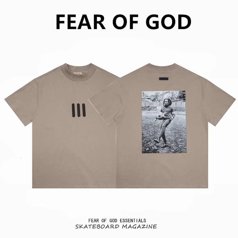Fear of God Fog Double-Stripe Bob Marley Football Character Collaboration Loose High Street Short-Sleeve T-Shirt