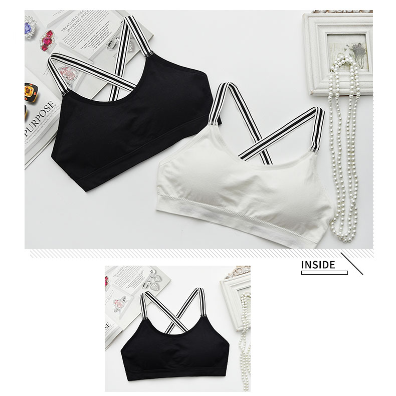 Áo ngực đẹp lưng lửng nữ hàng đầu áo vest trắng có đệm ngực nữ sinh trung học quấn ngực đồ lót thể thao mùa hè ao ong