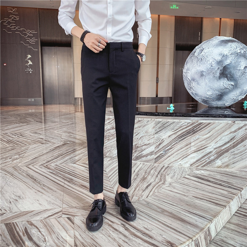 休闲裤男士西装裤修身潮流商务长裤小脚裤A230迁