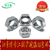 Galvanized fine tooth nut hexagon nut M8M10M12M14M16M18--M48 * 1*1 5*2*3*4