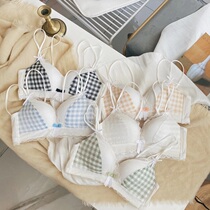 Small breasts Poly Underwear Women No Steel Ring Day Ensemble Bra Hood Student Jk Plaid Lace Meme Back Bra Suit