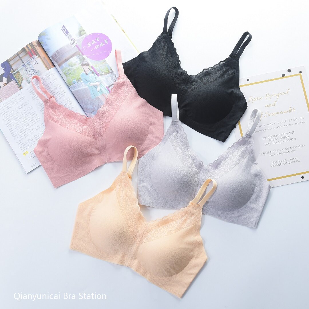 Japanese seamless underwear female lace beautiful back rimless vest gathers students pregnant women sleep exercise yoga bra