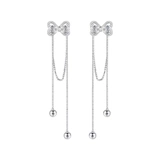 Изысканные серьги с бантиком с кисточками, серебро 925 пробы, 2023, легкий роскошный стиль