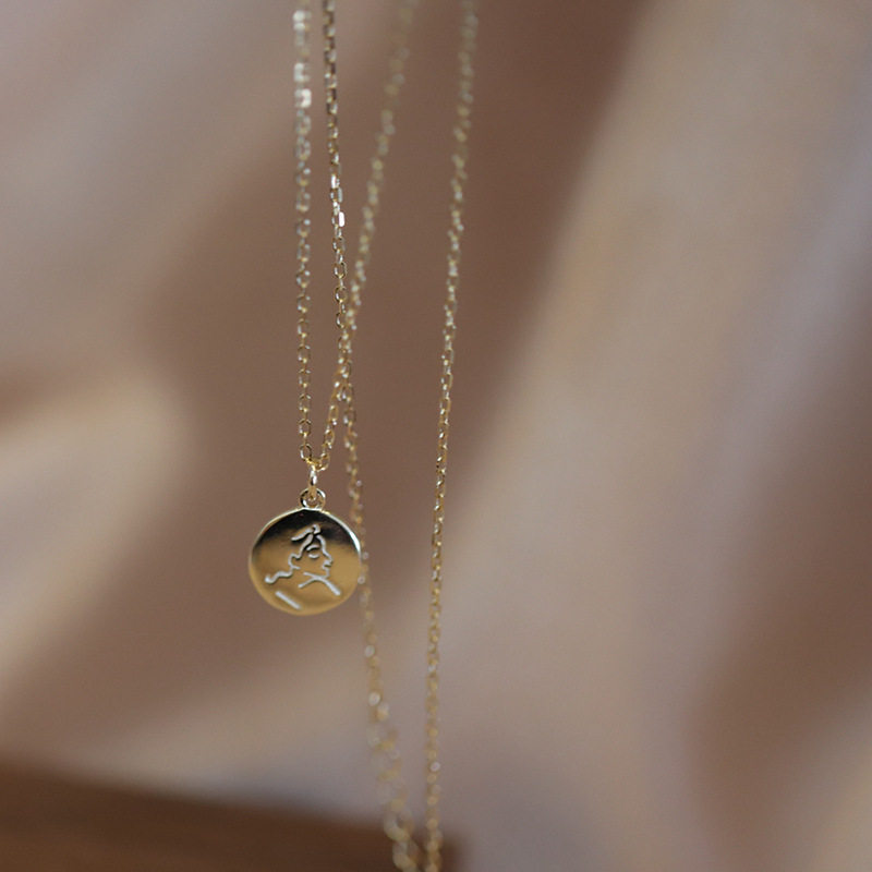 Cool handsome ~ small head elephant silver coin necklace whole body 925 silver glossy personality wild collarbone chain