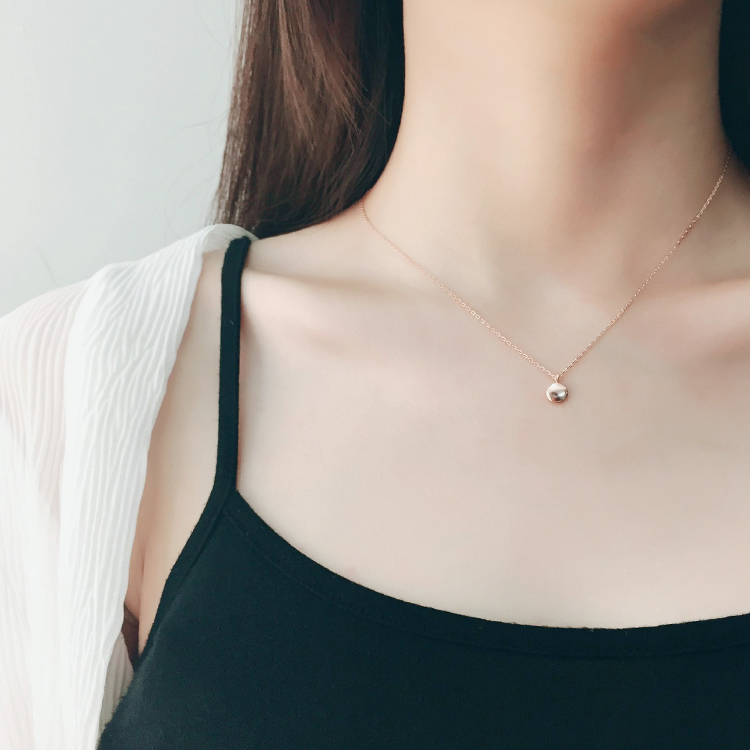 doctor Park Shin Hye same necklace female small golden bean collarbone chain s925 sterling silver day Korean simple all-match birthday