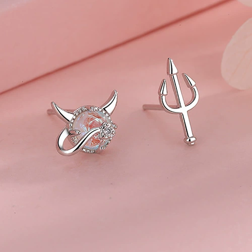 Tide, маленькие свежие милые асимметричные серьги, серебро 925 пробы, лунный камень