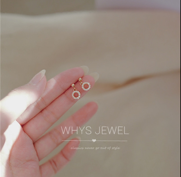 Delicate Earrings Earpin Temperament Earrings Simple Zircon Circole Earshot Without Ear Clips Pure Silver Ear Nail