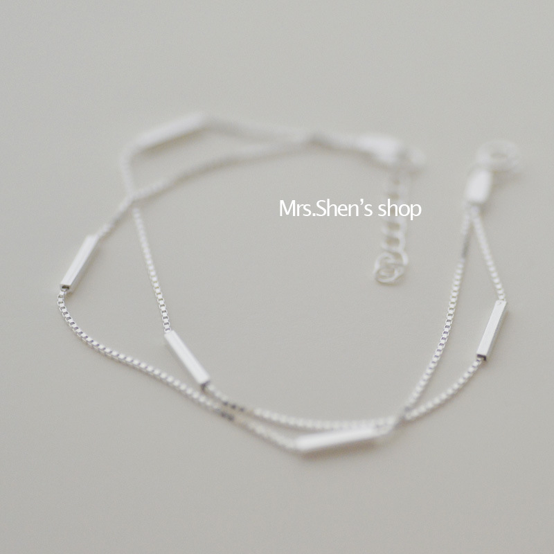 925 pure silver handmade girl with simple Han version temperament 100 hitch a double layer square girl's hand alchemist