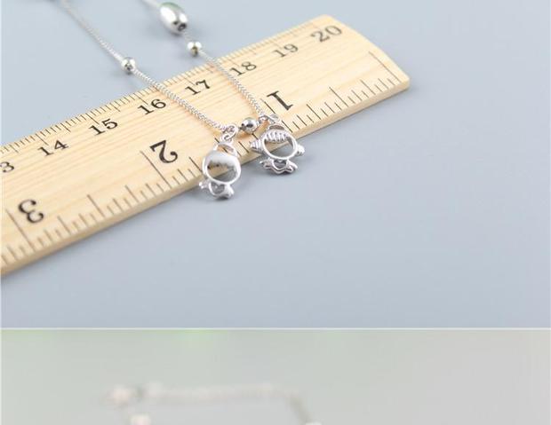 925 sterling bạc boy girl vòng chân Nhật Bản và Hàn Quốc bạc trang trí phẳng chuyển hạt vòng chân quà tặng sinh nhật - Vòng chân lắc chân nữ nhật bản