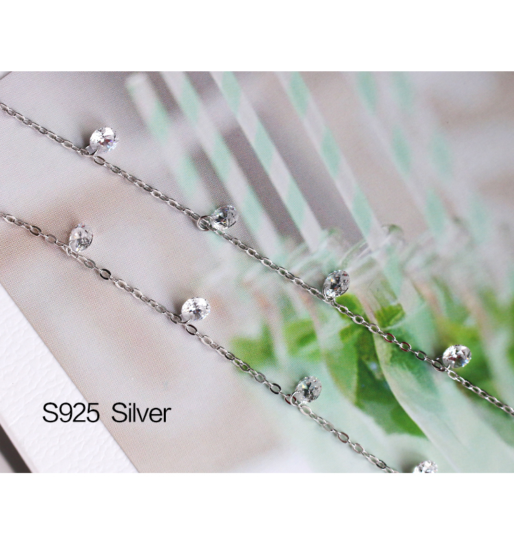 S925 vòng tay bạc nữ phiên bản Nhật Bản và Hàn Quốc ngọt ngào đơn giản siêu khí zircon pha lê thông minh trên tay trang sức thời trang hoang dã vòng tay cặp