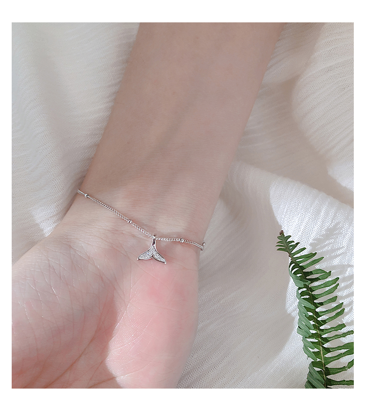 Toàn bộ cơ thể 925 sterling bạc đuôi nàng tiên cá đơn giản thời trang tươi sáng tạo vòng đeo tay sinh viên Sen trang sức Hàn Quốc vòng vàng tây nữ