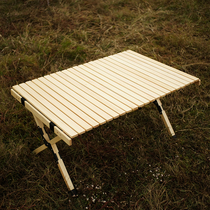 Mountain also knows solid wood egg roll table outdoor portable picnic table and chair imported pine folding Net red camping table