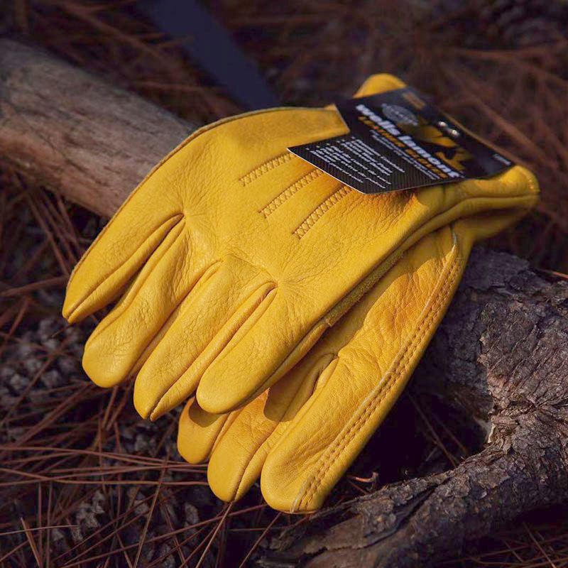 American wells lamont outdoor cowhide gloves labor insurance wear-resistant work camping leather vintage yellow gloves