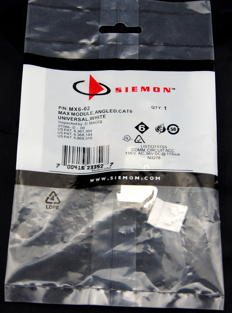 Simon six types of information oblique port module MX6-02B American Simon six types of gigabit unshielded flat port module