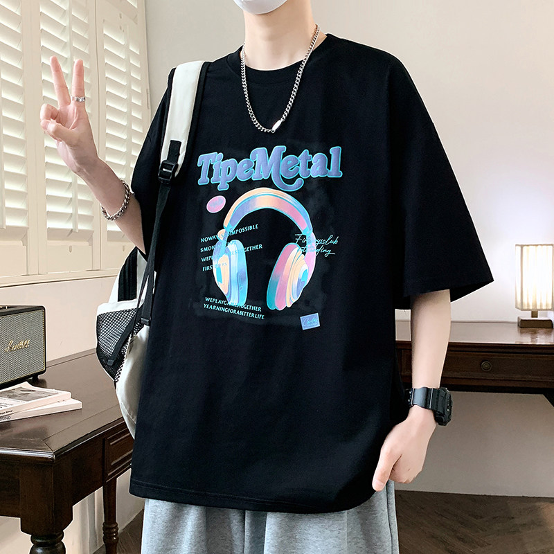 潮流短袖t恤男孩初中高中学生凉感夏装半袖青少年大童宽松上衣服 2