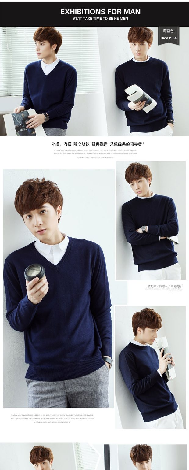 Mùa thu và mùa đông áo len cổ chữ V cho nam áo len cashmere đầu rắn màu lỏng lẻo chạm đáy áo len rộng kích thước dày áo len nam shop thời trang nam