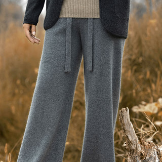 Autumn and winter thickened wool wide-leg pants for women, drapey outer knitted pants, loose straight casual casual floor-length trousers for small people