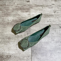 Square head flat bottom female shallow mouth water drill 2022 Summer new soft leather Korean version 100 hitch fashion soft bottom ladle