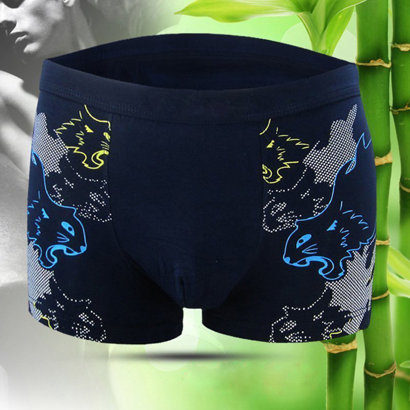 Modell bamboo fiber pure cotton men's underwear large size printed four-corner flat angle U convex mid-waist shorts head