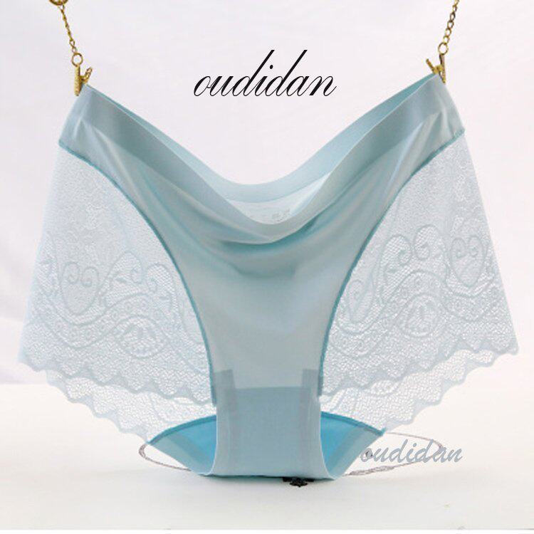 No Scarring Lace Pants Women's Ice Silk Thin style Sexy breathable mid-waist One-piece Slip Material Four-corner Pants Head Summer Large Size