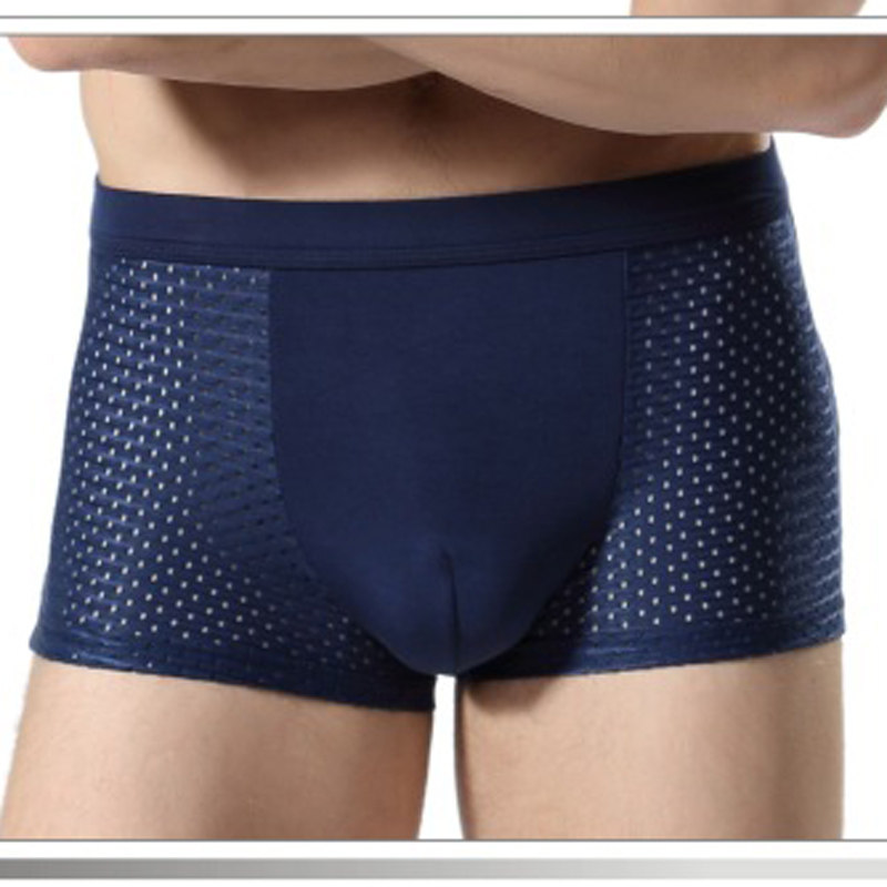 Summer Men's Flat Angle Middle Waist Underpants Pure Color Breathable Mesh Veil Modell Bamboo Fiber Sexual Sensation Four-corner Shorts Head
