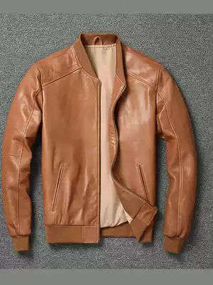 New imported non-coated head layer sheep leather leather jacket men's jacket baseball uniform locomotive simple tide loose