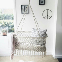 ins Nordic style baby hanging basket rocking chair Outdoor leisure white cotton rope cradle baby cradle bed