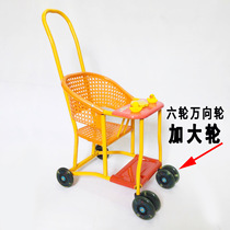 Bamboo rattan chair car Chaoshan imitation rattan baby stroller Extra large rubber wheel rattan chair baby stroller portable