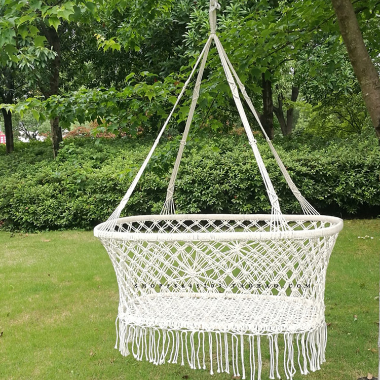 ins Nordic Wind Baby Hanging Rocks Outdoor Casual White Cotton Rope Cradle Baby Cradle Bed
