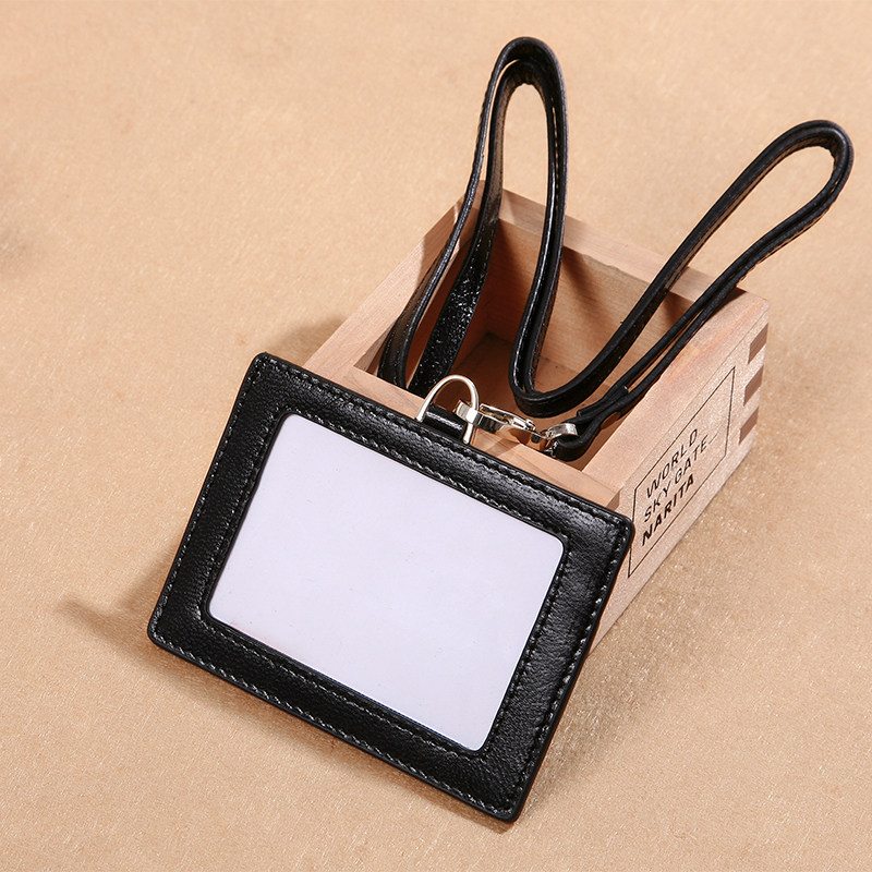 The first layer of sheepskin horizontal version of the document lanyard leather case Civil aviation unit certificate badge set leather cover